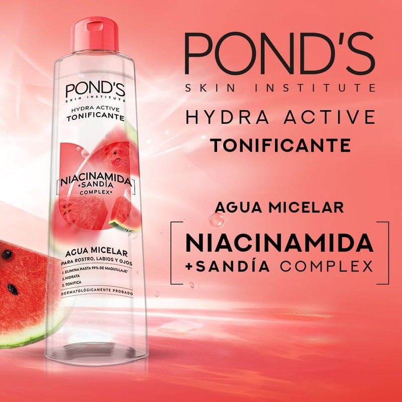 POND'S Agua Micelar Hydra Active Tonificante Sandía Complex, 100 ml
