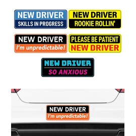 iolory 5PCS Student Driver Magnet for Car,Magnetic Sign for Car, Bumper Sticker and Magnet,Please Be Patient Reflective Magnetic Bumper Sticker Set,Suitable for Most Cars (New Driver)