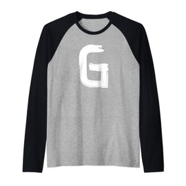 Creative Bold White Letter G - Design - Alphabet - Marker Raglan Baseball Tee
