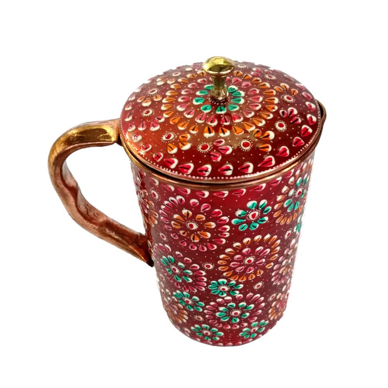 RASTOGI Handicraft Pure Copper Jug Hand Painting Decorated for Water