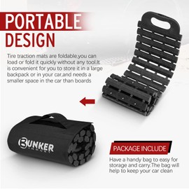 BUNKER INDUST Tire Traction Mats Portable Recovery Tracks for Off Road 4X4 Snow, Sand,Emergency Devices for Cars, Trucks, Van(2 Pack)