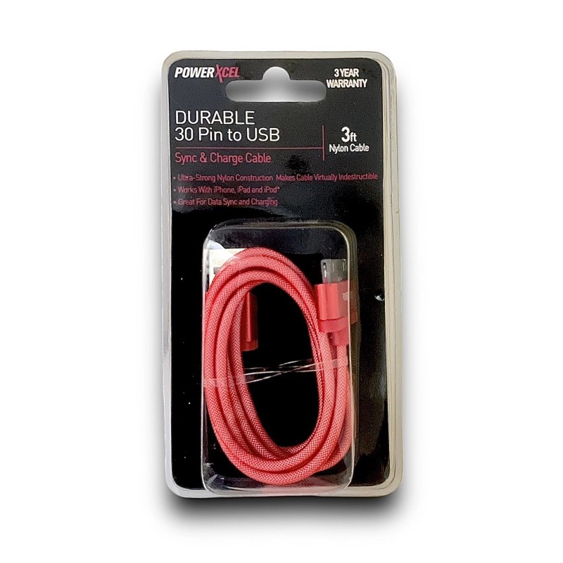 For Apple Powerxcel Durable 30 Pin to USB Sync &