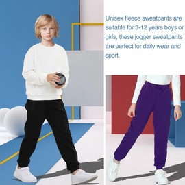 DOTDOG Kids Unisex Soft Brushed Fleece Pull-on Jogger Sweatpants Basic Casual Pants for Boys or Girls (3-12 Years)(Purple, m)