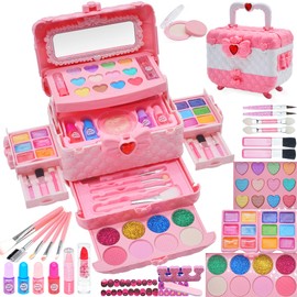 Children's Make-Up Set Girls Vanity Case Girls Safe and Washable Make-Up Children Girls Real Makeup Set Girls Toy Girls Princess Gifts for Girls 4 5 6-12 Years