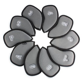 Andux Golf Club Head Covers for Irons Mesh Double Numbered Iron Covers with Embroidered Numbers 10pcs/set MT/S14 (Gray)