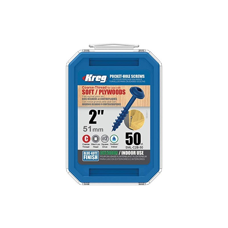 Kreg - Pack of 50 Blue-Kote Screws - 8 x