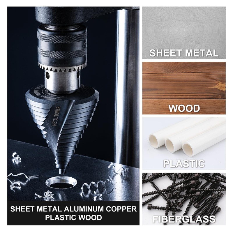 Step Drill Bit for Metal Set, 1/4" - 2-1/2"Large Step