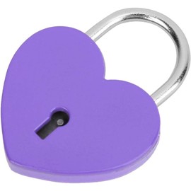 Purple Treasure Chest Padlock,Mini Love Heart Shaped Metal Lock Diary Book Security Padlock with Key for Jewelry Box Purse Handbag Cabinet Lockers Letter Box Keyed Padlocks