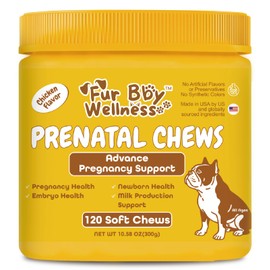 Fur Bby Wellness Dog Prenatal Vitamins - Supports Healthy Pregnancy, Puppy Growth & Lactation - with Folic Acid, Iron & Calcium - Advanced Supplement for Pregnant & Nursing Dogs - 90 Soft Chews