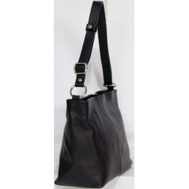 LucieElle Ladies Leather Shoulder Bag Leather Women Shoulder Bag Leather Italian Shoulder Handbag "Rafaela" Black, black