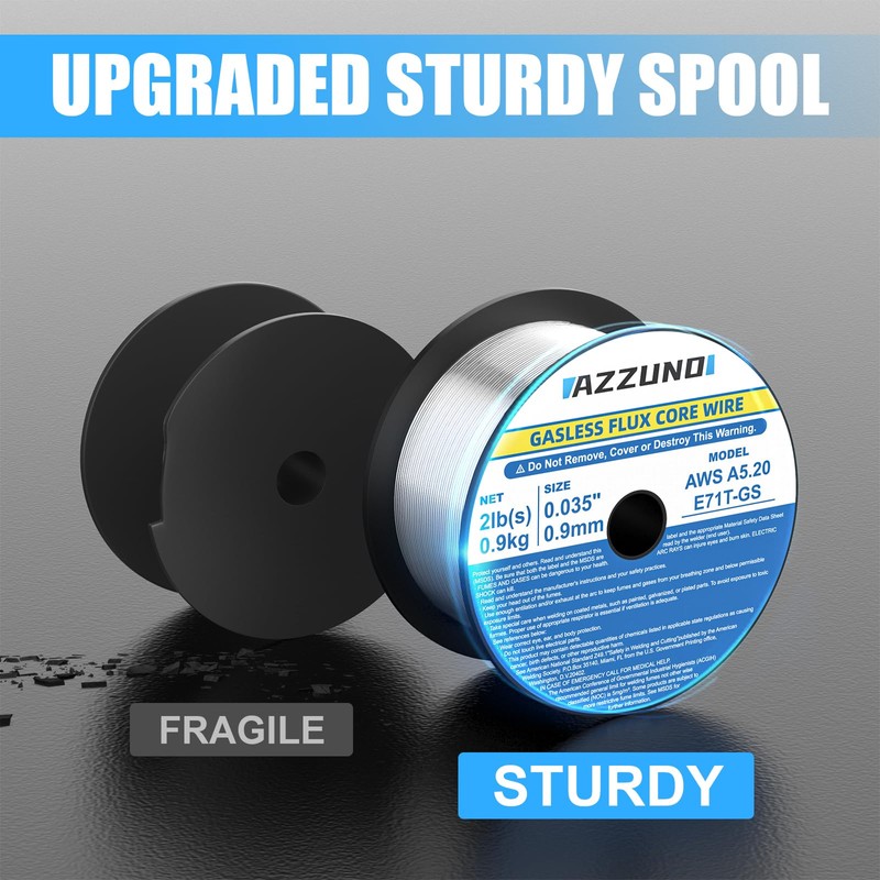 AZZUNO Flux Core Mig Welding Wire, E71T-GS Mild Steel Gasless