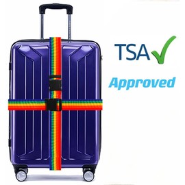 Fachoige 4 Pack Luggage Straps for Suitcases, Luggage Straps, TSA Approved Heavy Duty Suitcase Belts with Quick Release Buckle, Premium Accessory for Travel Bag Closure (Rainbow)