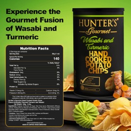 Hunter's Hand-Cut Chips | No Trans Fat | Made with 100% Sunflower Oil | Wasabi & Turmeric Flavor | Gourmet Travel Snack | Halal | Vegetarian | Gluten-Free Chips | Pack of 1 | 150g