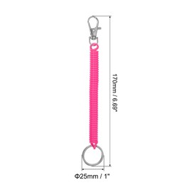 PATIKIL Retractable Coil Springs Keychain, 5 Pack Anti-lost Key Chain Holder Lanyard Cord with Metal Lobster Clasp Keyring 17cm for Keys Wallet, Rose red