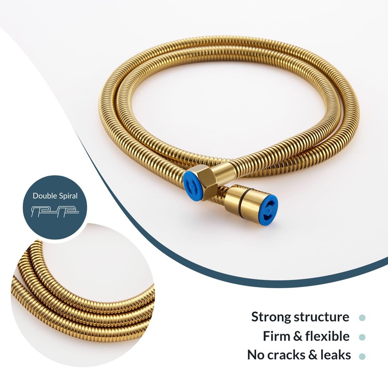 APLusee Titanium Gold Shower Hose, 59-Inch Extra Long Handheld Shower