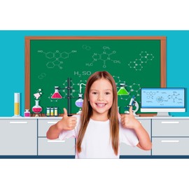 Science Lab Backdrop Cartoon Chemistry Laboratory Classroom Photography Background Lab Equipment Blackboard Backdrop Decors Mad Science Fun Scientist Birthday Science Party Background 7x5ft