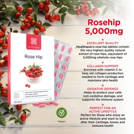 Healthspan Rose Hip 5,000mg (120 Tablets) | Supports Joints & Immune Health | Helps Maintain Healthy & Flexible Joints | Added Vitamin C | High in Flavonoids & Polyphenols | Vegan