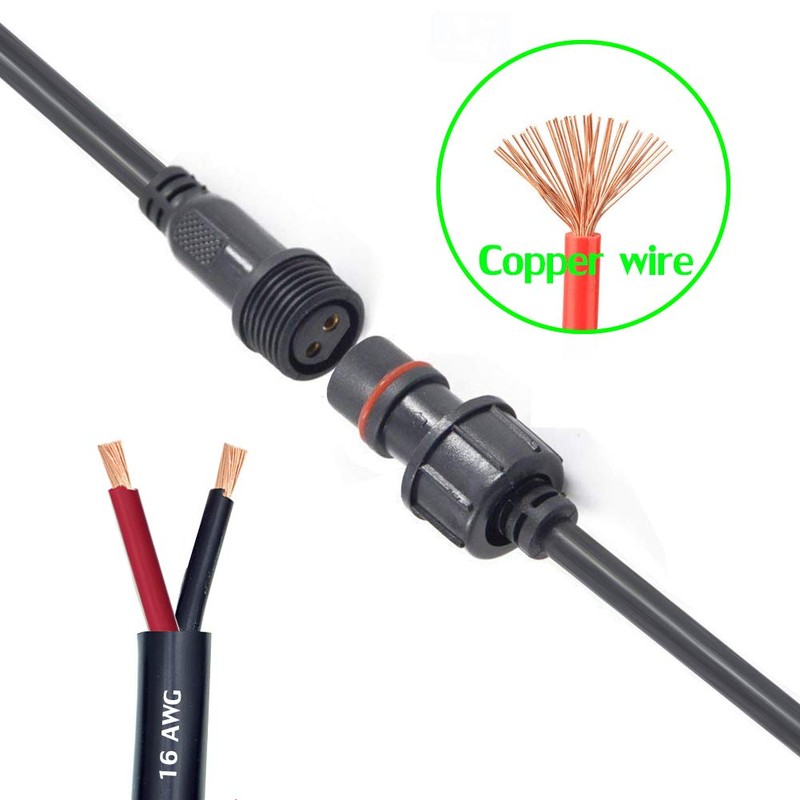 dstfuy Waterproof Connector 2 Wire,16AWG 2Pin Male Female Plug LED