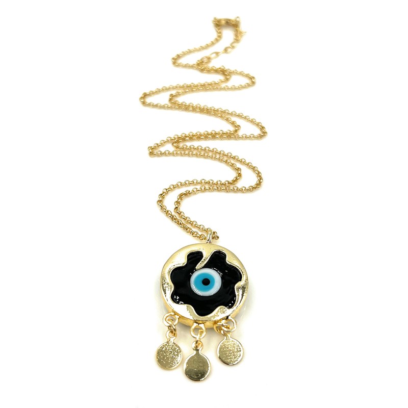 LESLIE BOULES Collar con colgante de oro de ojo malvado