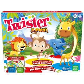 Junior Twister Game - Adventure with Animals - 2 Sides Mat - 2 Games in 1 - Party Game - 2 to 4 Players Indoor Game
