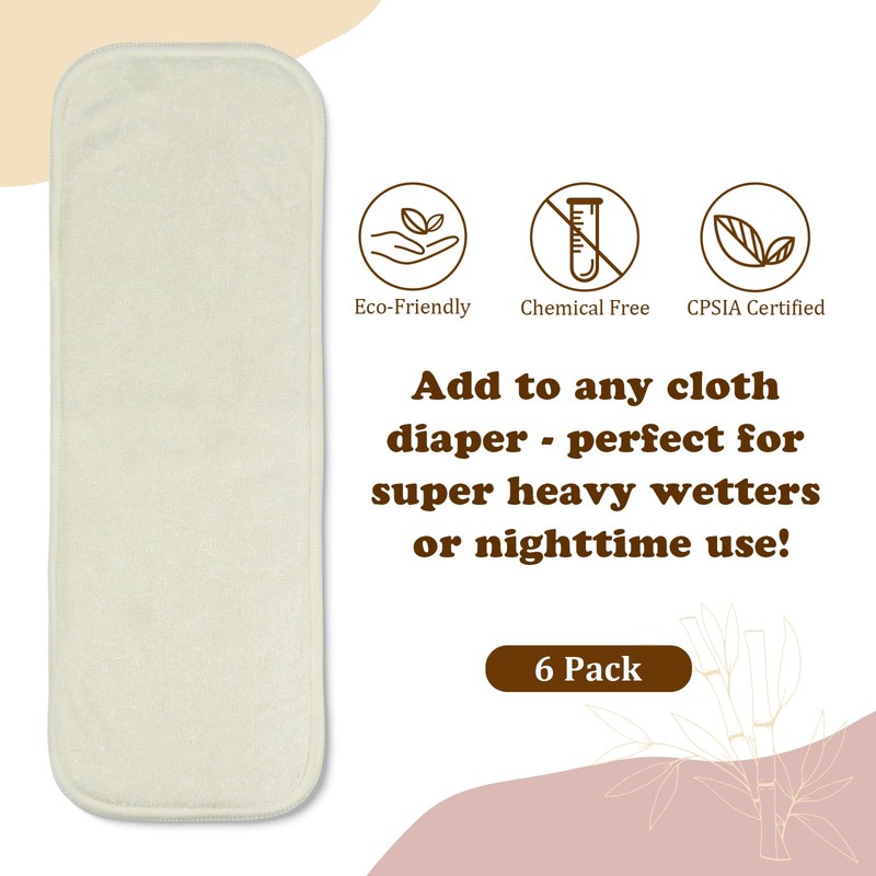 Mama Koala 6-Layer Natural Cotton Cloth Diaper Inserts, Adjustable and
