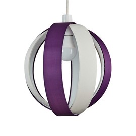 MiniSun | Modern Purple and Cream Fabric Cocoon Globe Style Ceiling Light Shade | Pendant Lights, Home Décor & Improvement Essential