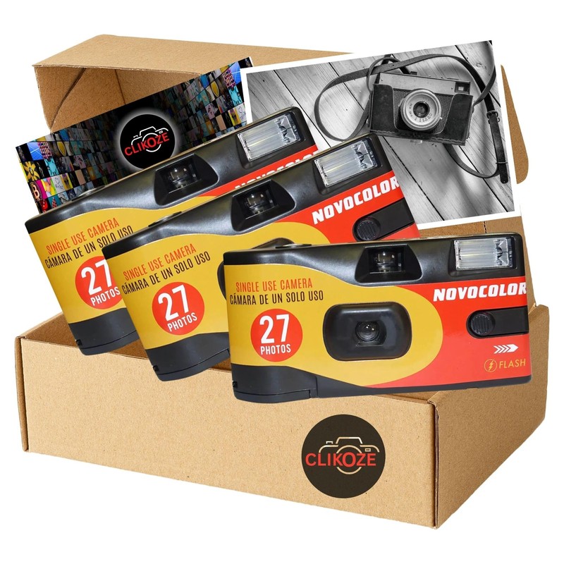 Disposable Camera Bundle with Novocolor APM401010 Single-Use Film Cameras with