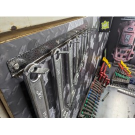 Turtle Laboratories Adjustable Wrench Tool Organizer Holder Display - Universal - Raw Steel, Large