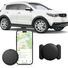HONGTOP H GPS Tracker for Car, Vehicles etc, 1PCS MINI Car Tracker Device Works with Find My (iOS Only) APP, No Monthly Fee, Real Time Tracking (Black Tracker, Black Magnetic Case)