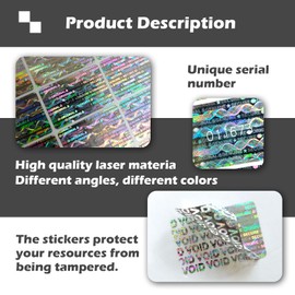 1.18X0.79 inch Silver High Security Sticker Hologram Tamper Evident Seal Warranty Void Labels with Unique Serial Number 350pcs