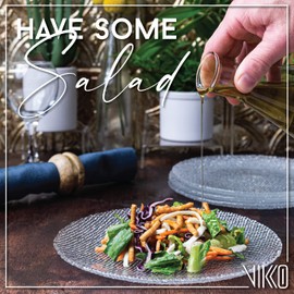 Vikko Elegant Textured Glass Plates - Set of 4 Stackable Salad & Dessert Plates, 8.5 Inch, Dishwasher Safe