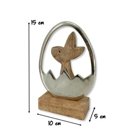 Wooden and Metal Easter Decoration Wood and Metal Easter Bunny in Egg 10 x 15 cm Wood and Metal Rabbit with Easter Lettering 40 x 26 cm Easter Decoration Table Decoration Easter Bunny