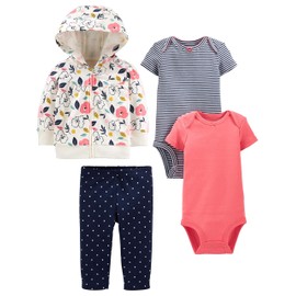 Simple Joys by Carter's - Conjunto de chaqueta, pantalón y body de 4 piezas, floral, 12 meses