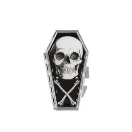 kreepsville 666 Anatomical Skull Coffin Compact Mirror Gothic Makeup Horror, Silver