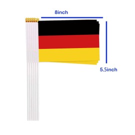 25 Packs Small Germany Flags on Handheld Stick，Miniature German Flag for Outside,4x6 Inch Mini Hand Held Banner with Golden Topper,Patriotic Decorations