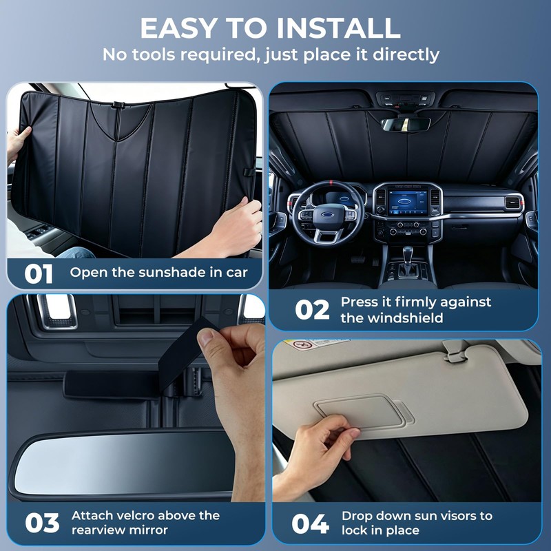 Windshield Sun Shade for Dodge Ram 1500 2019-2026, Custom Fit