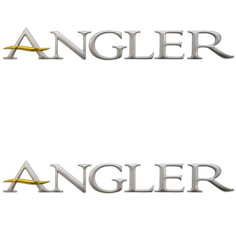 Boat Raised Decals 202308 | Angler Silver Stickers (Pair)