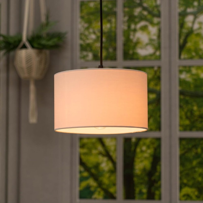 MiniSun | Small Modern White Fabric Drum Light Shade |