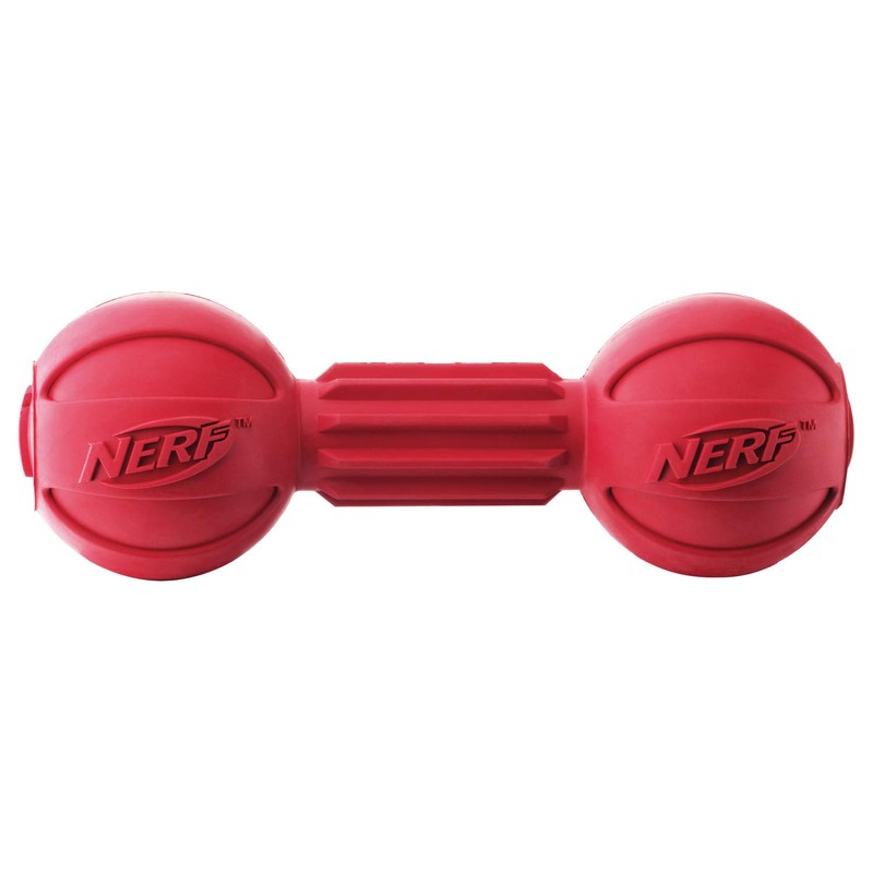 Nerf Dog Barbell Chew Toy, 7.5-Inch, Red