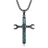 YYmqmq Black Cross Necklace for Men 925 Sterling Silver Turquoise