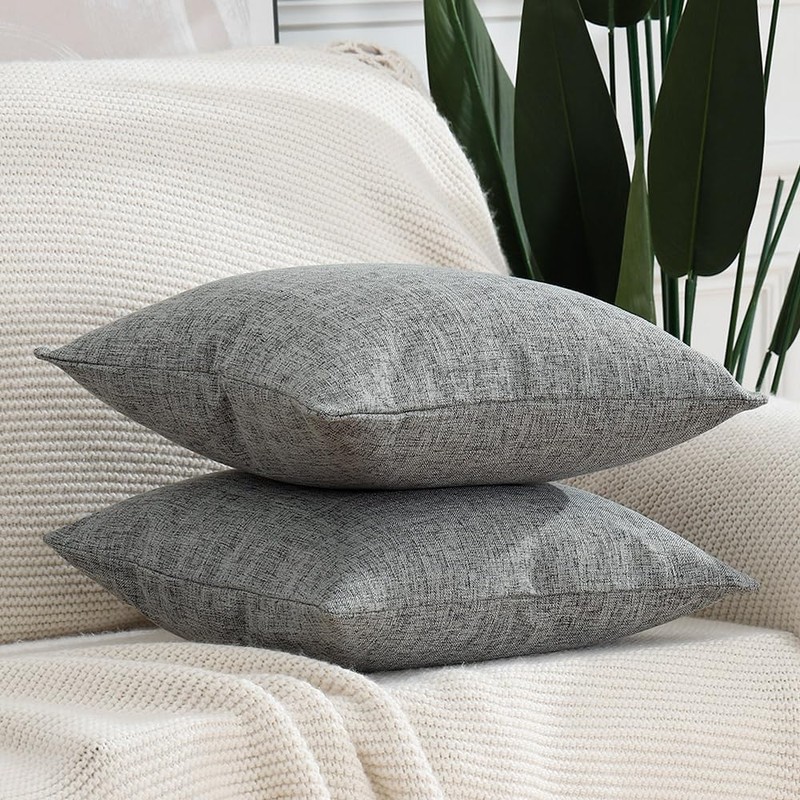 Madizz Set of 2 Faux Linen Cushion Covers, Soft Decorative