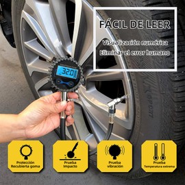 PEIONO 200 PSI Calibrador de llantas, Medidor de Presion llantas, Manguera Giratoria 360, 200 PSI para Todos Los Coches, Diseño para La Seguridad de Las Mediciones