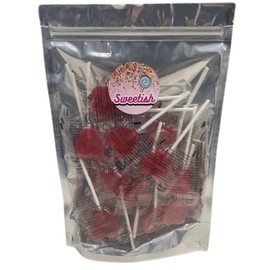 Sweetish Love Heart Cherry Lolly Pops Party Bag or Perfect For Sharing