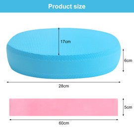 Ovale Schaumstoff-Balance-Pads Komfortables Balance Pad tragbares Gymnastik-Trainer-Board aus Thermoplastische Elastomere für Pilates Tanz Balance Training Physiotherapie(Blau)+Ein Yoga-Gummiband