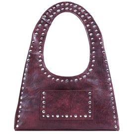 Molodo PU Leather Hobo Bag for Women Vintage Studded Tote Bag Handbag Trendy Shoulder Bag Punk Streetwear Handbag Purse