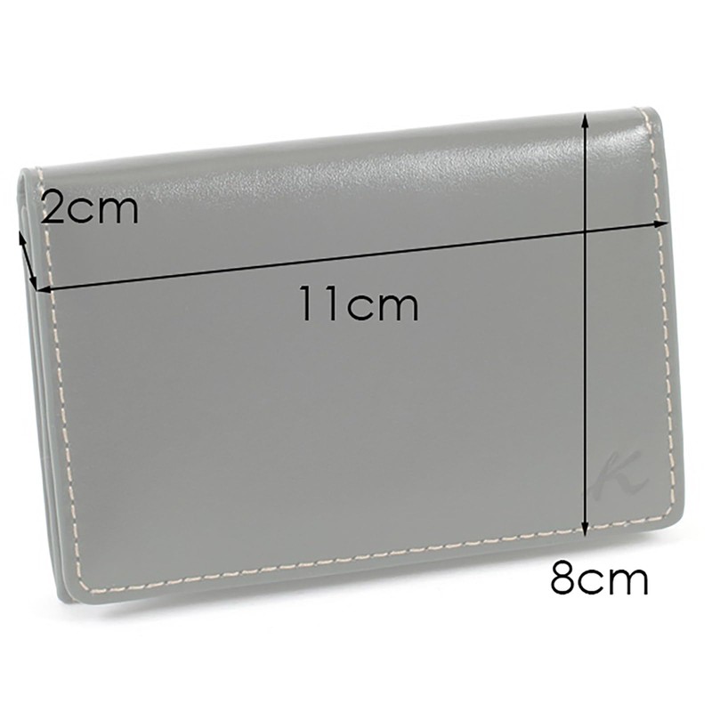 Kitamura ZH0484 Nume Leather Business Card Holder, Brown/Yellow Stitch [Brown]