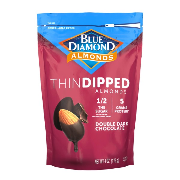 Blue Diamond Almonds, Dark Chocolate Covered Thin Dipped Snack Nuts