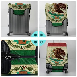 Rossy Travel Luggage Cover + Luggage Tags for Suitcase,Washable Elastic Suitcase Cover Baggage Covers With Mexico Mexican Vintage Flag Pattern Design Anti-Scratch Protector Fits 26-28 Inch Luggage (L)