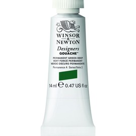 Winsor & Newton Designers Tubo de Pintura Gouache, Tubo 14 ml, Verde (Permanent Green Deep), 14-ml Tube, 1