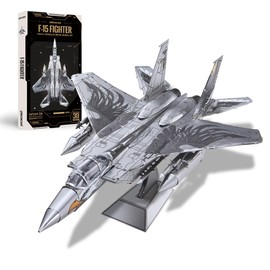 Piececool Metal 3D Puzzle F-15 Fighter Airplane Eagle Metallic Nano Puzzle, 3D Puzzle, Assembly Required, Glue Free, 4 Stars Difficulty for Experts and Adults Collection Figurine (F-15)
